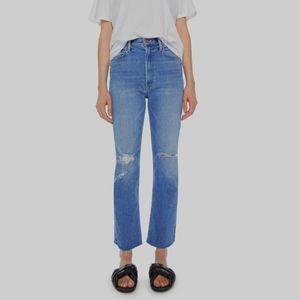 MOTHER High Waisted Rider Ankle Fray